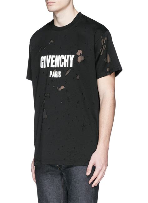 givenchy logo-print cotton-jersey t-shirt|givenchy distressed t shirt.